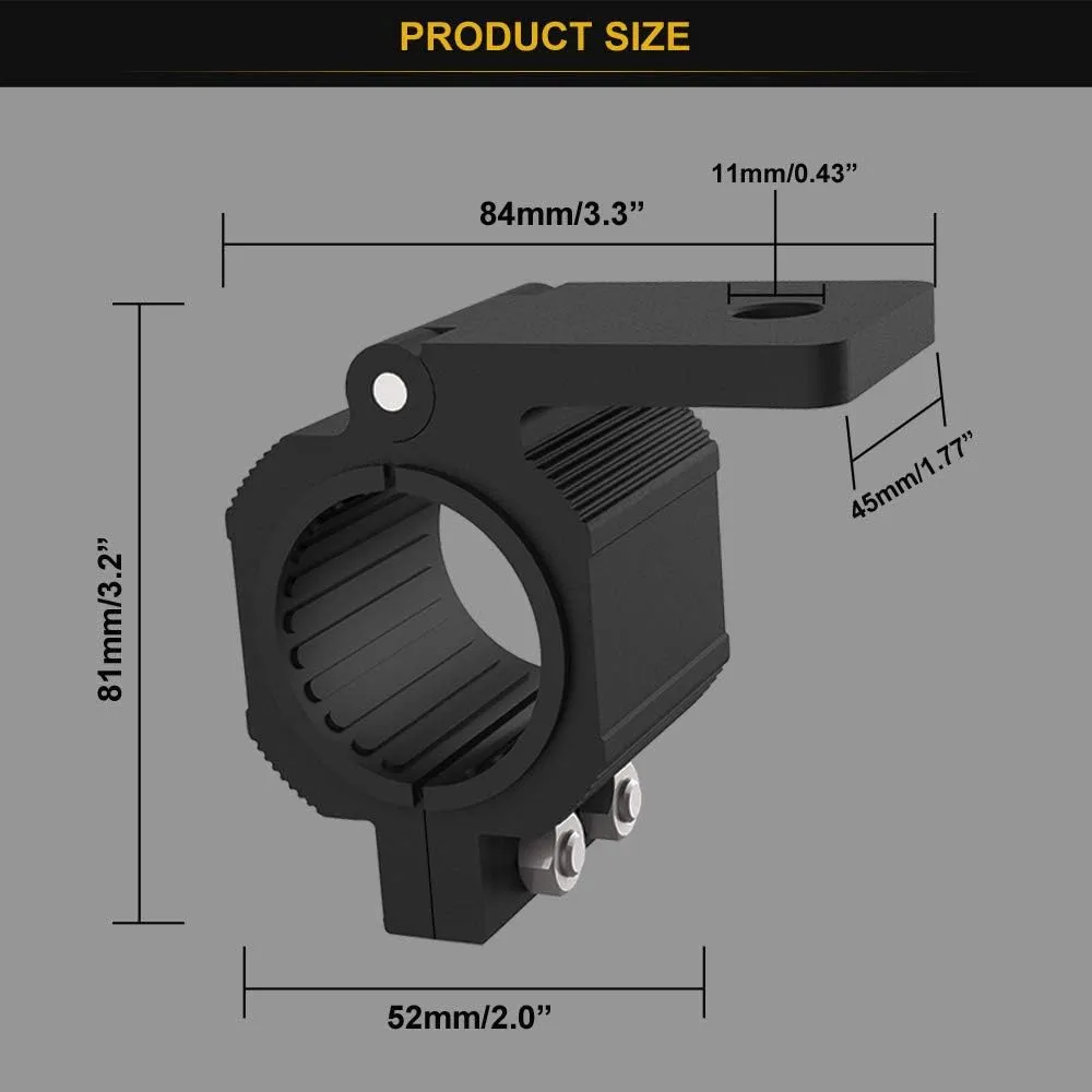 1 Pair Aluminum Mounting Bracket Kit Tube Clamp for 1.125 1.25 1.375 1.5 Inch Bullbar Roof Rack Roll Cage Horizontal Bar (1.1 to 1.5 Inch Adjustable)