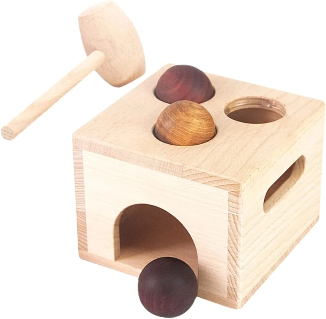 1 Set Wooden Knocking Balls for Educational Playset for Hand Eye Coordination Motor Skills Development Lightweight Smooth Design Fun Beating