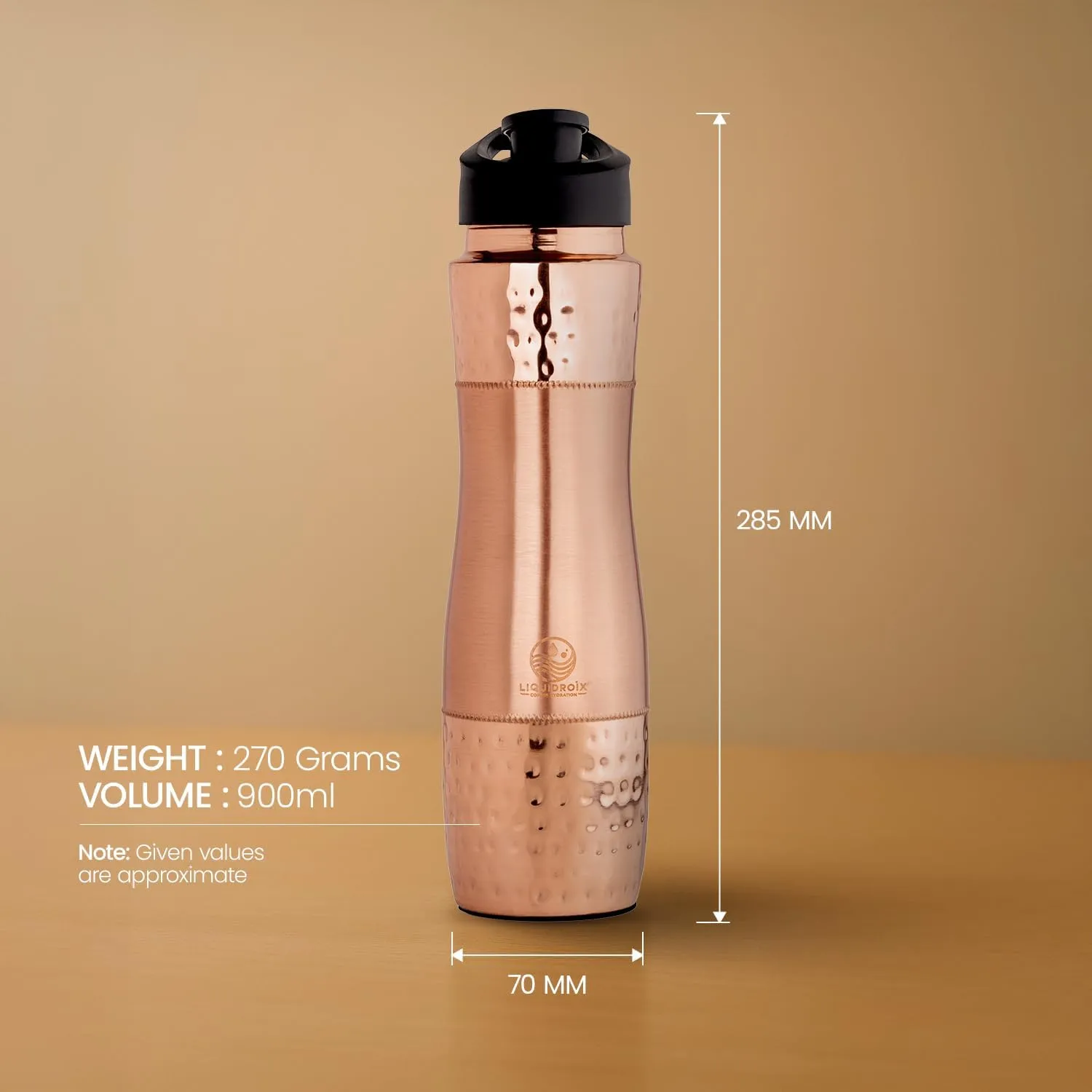 100% COPPER BOTTLE 34oz - Classic design with Smooth and Textured, a touch of elegance and health.