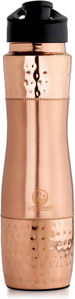 100% COPPER BOTTLE 34oz - Classic design with Smooth and Textured, a touch of elegance and health.