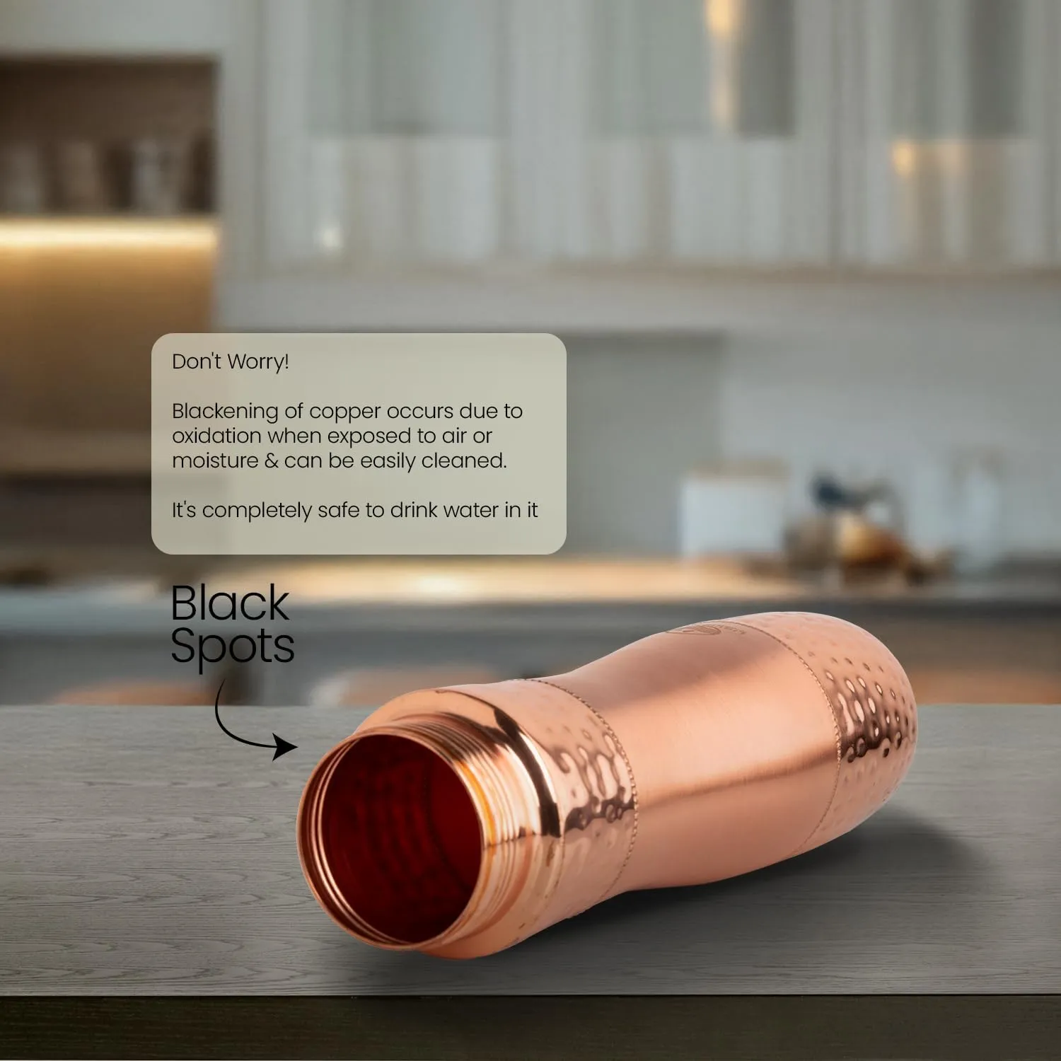 100% COPPER BOTTLE 34oz - Classic design with Smooth and Textured, a touch of elegance and health.