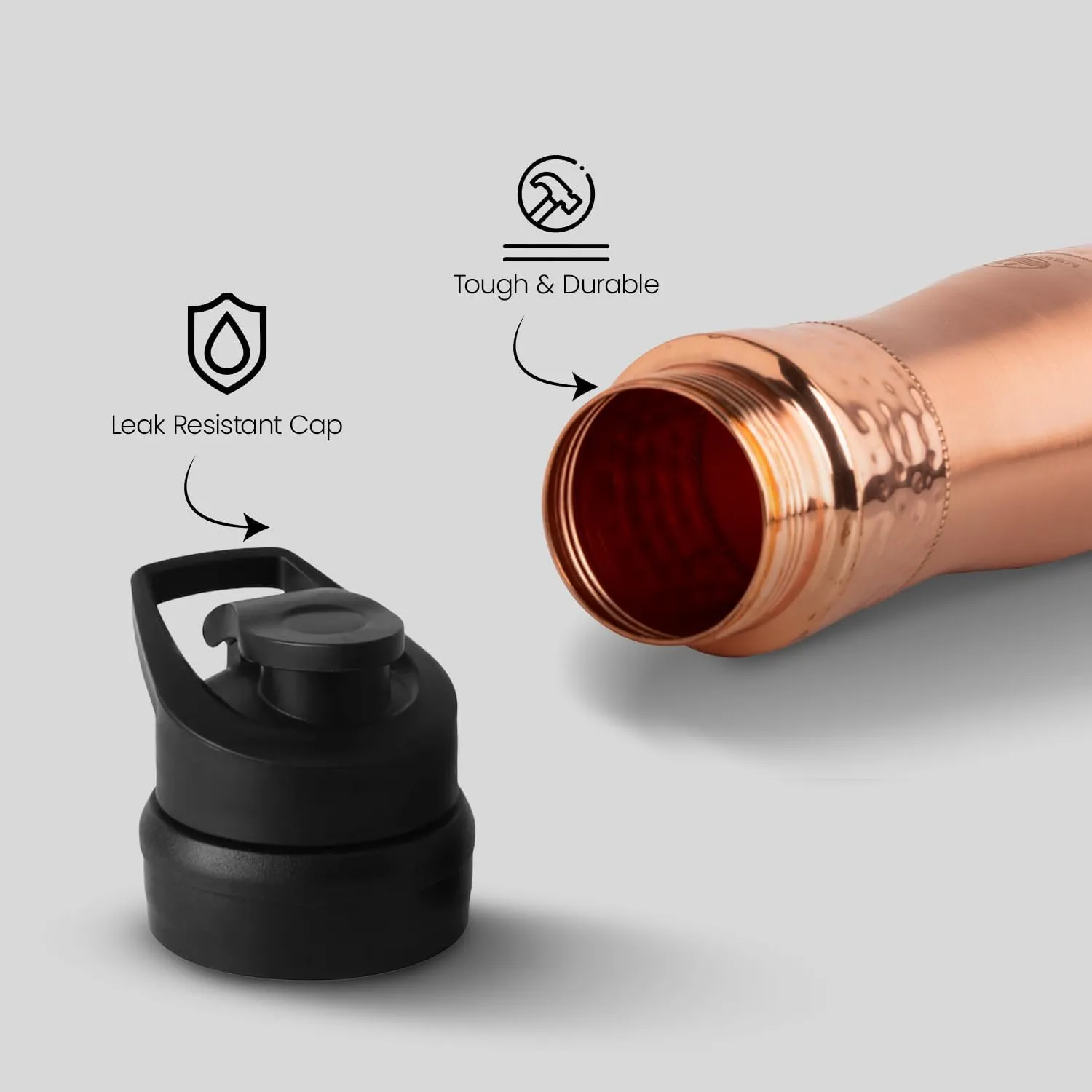 100% COPPER BOTTLE 34oz - Classic design with Smooth and Textured, a touch of elegance and health.