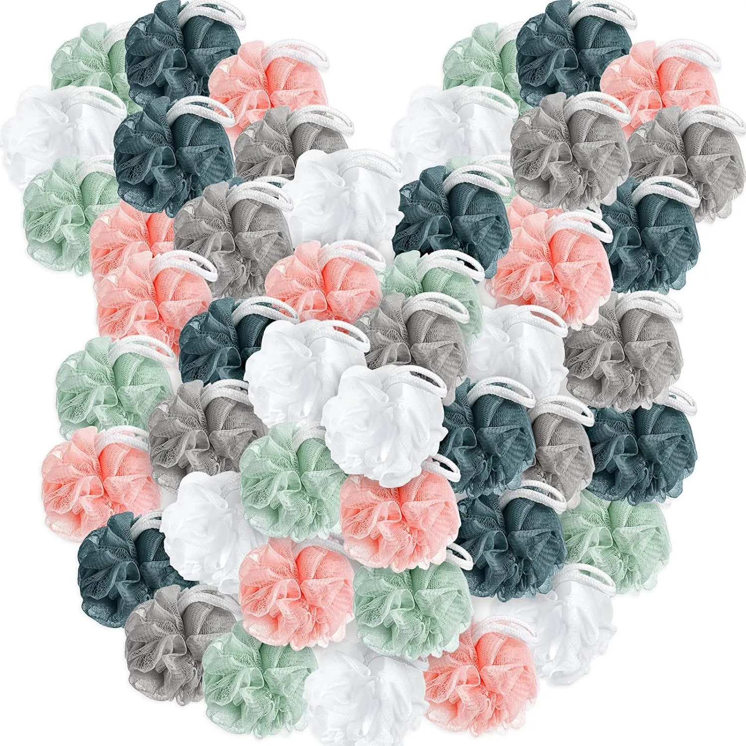 100 Pieces Bath Sponge Shower Loofahs Bulk 30g Soft Net Body Scrubber Sponge Ball Exfoliating Body Shower Pouf Bath Scrunchies for Men and Women (Regular Color)