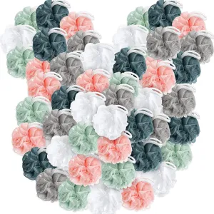 100 Pieces Bath Sponge Shower Loofahs Bulk 30g Soft Net Body Scrubber Sponge Ball Exfoliating Body Shower Pouf Bath Scrunchies for Men and Women (Regular Color)