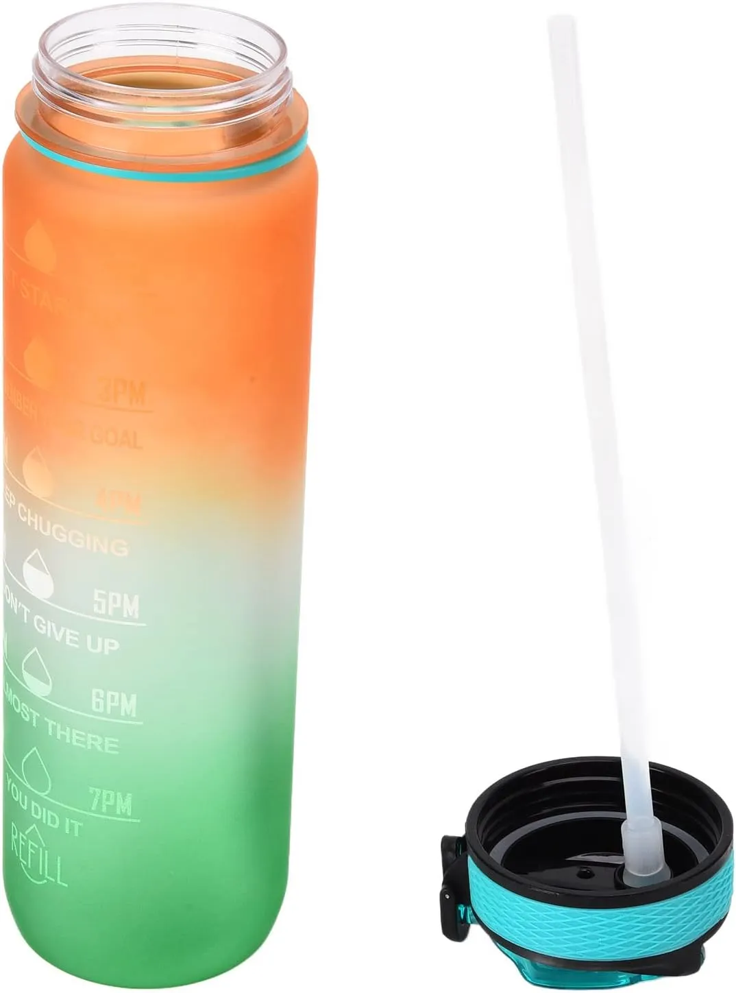 1000ML Orange Silicone kettle Bottle, Leakproof Sports kettle, Portable and Durably for Outdoor Activities with Scale and Food Grade Silicone Mouthpiece