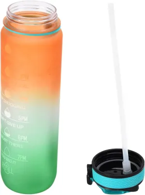 1000ML Orange Silicone kettle Bottle, Leakproof Sports kettle, Portable and Durably for Outdoor Activities with Scale and Food Grade Silicone Mouthpiece