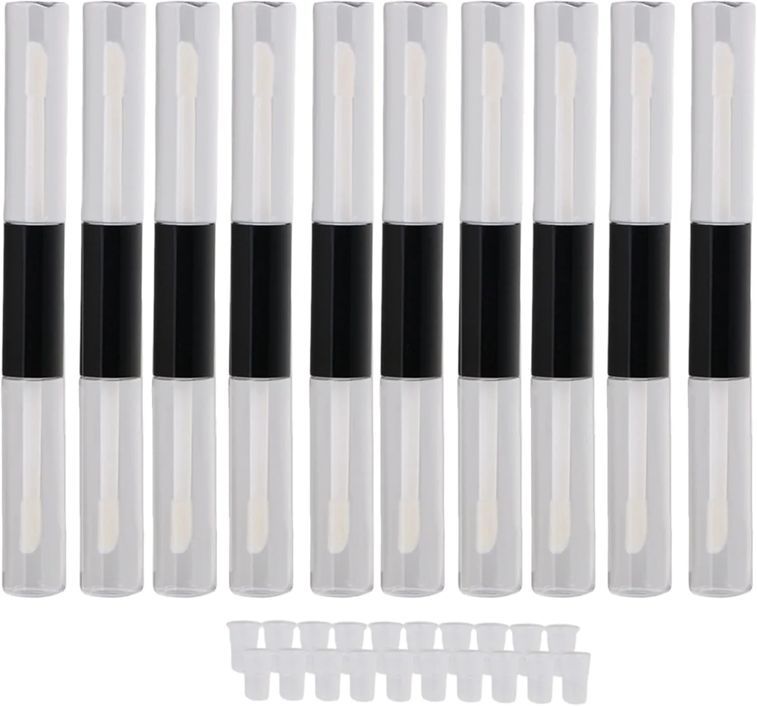 10Pcs 5ml Double Ended Refillable Empty Lip Gloss Bottle Tube Vials Containers Black