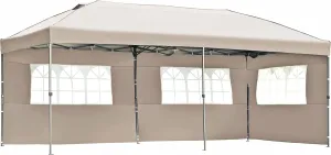 10x20 Pop Up Canopy Tent with Sidewalls, Heavy Duty Outdoor Wedding Party Tent for Backyard, Events & Gatherings – Includes Wheeled Carry Bag (Khaki)