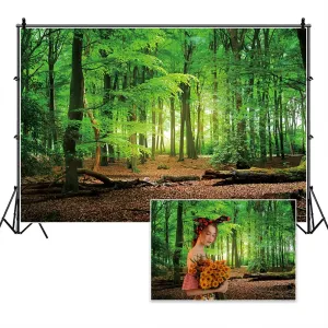 10x8ft Spring Green Forest Backdrop Jungle Forest Trees Natural Scenery Photography Background for Camping Themed Baby Shower Party Decor Kids Adults Portrait Photo Studio Props Wallpaper