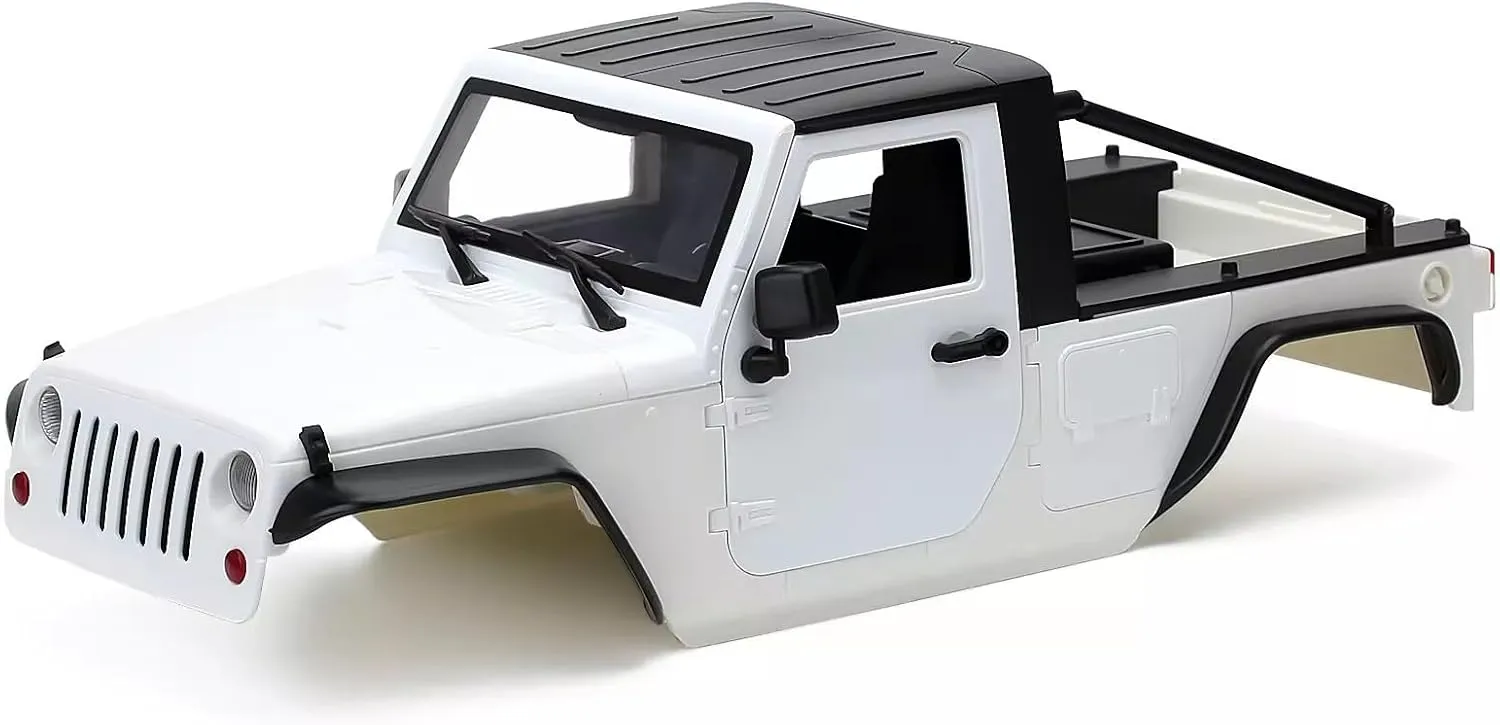 1/10 RC Pickup Body Shell Kit Unassembled - 313mm Wheelbase Wrangler Pickup Body,for RC Crawler Axial SCX10 SCX10 II 90046 DIY (Pure White)