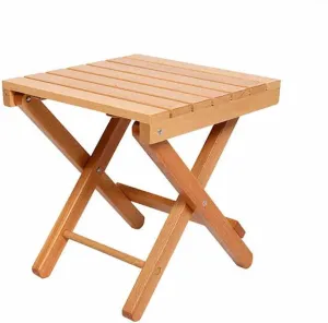 12 Inch Wooden Folding Step Stool, Portable Shower Foot Rest Stool Bath Chair, Collapsible Fishing Stool for Outdoor Camping Bathroom Sauna Kitchen Patio Garden(Original Wood)
