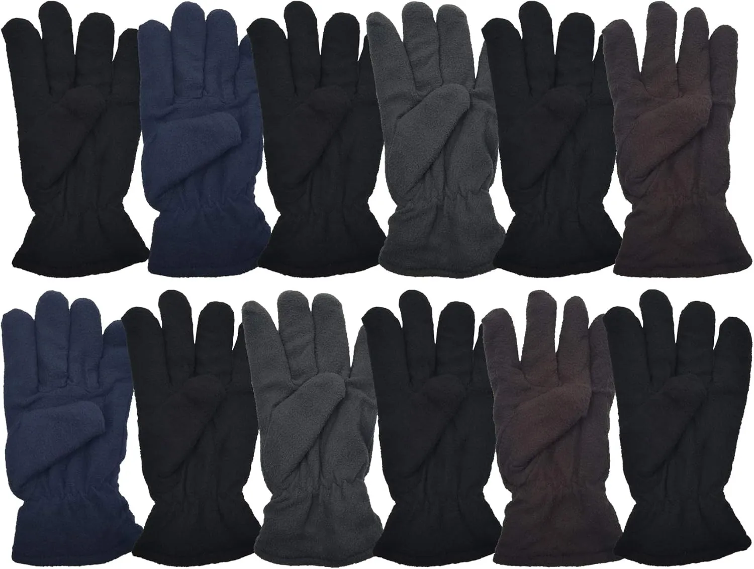 12 Pair Winter Fleece Gloves, Thermal Soft Warm Cozy Sports Glove, Mens Womens Unisex