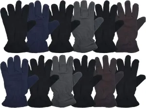 12 Pair Winter Fleece Gloves, Thermal Soft Warm Cozy Sports Glove, Mens Womens Unisex