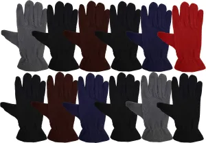 12 Pair Winter Fleece Gloves, Thermal Soft Warm Cozy Sports Glove, Mens Womens Unisex
