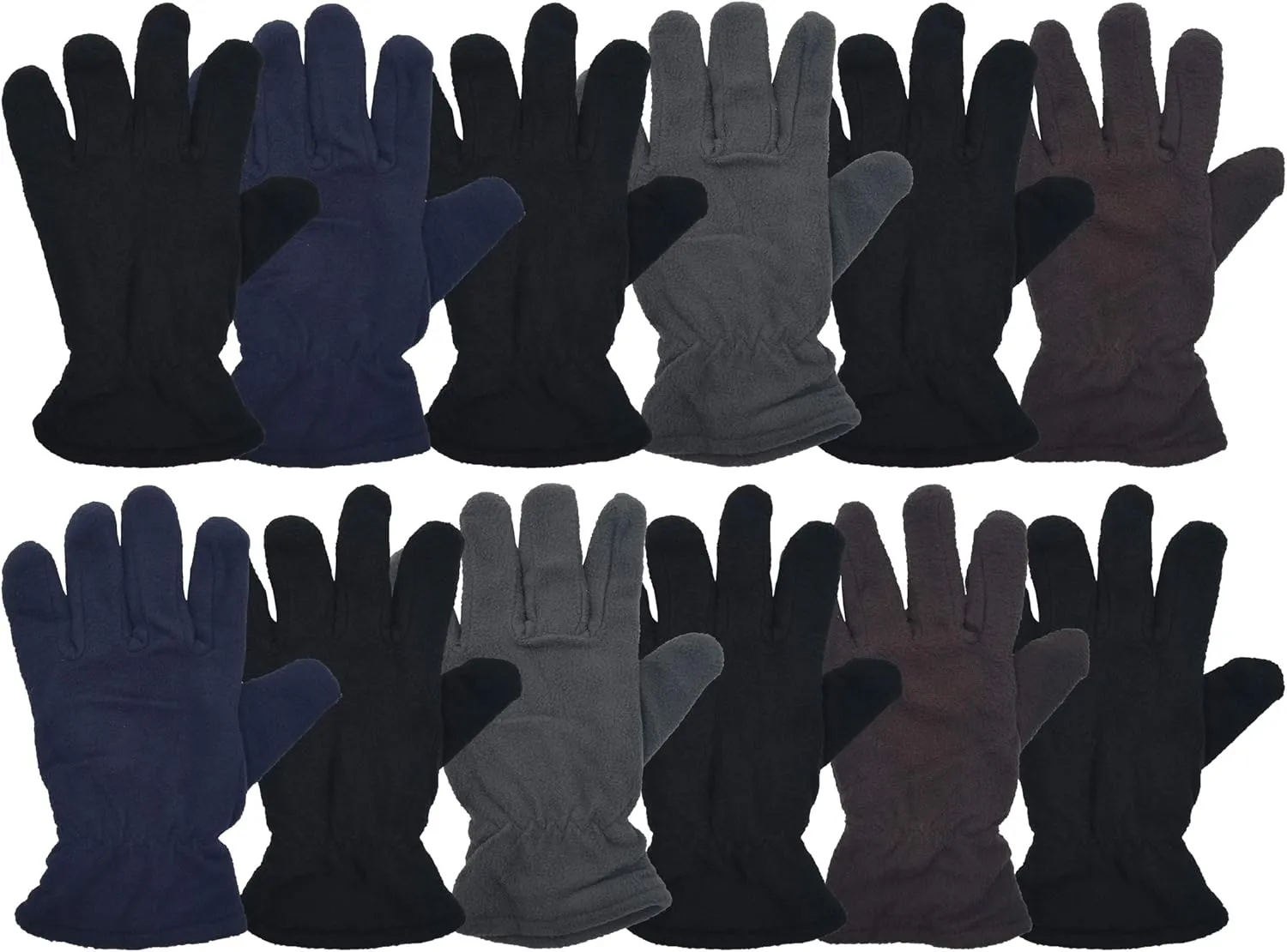 12 Pair Winter Fleece Gloves, Thermal Soft Warm Cozy Sports Glove, Mens Womens Unisex