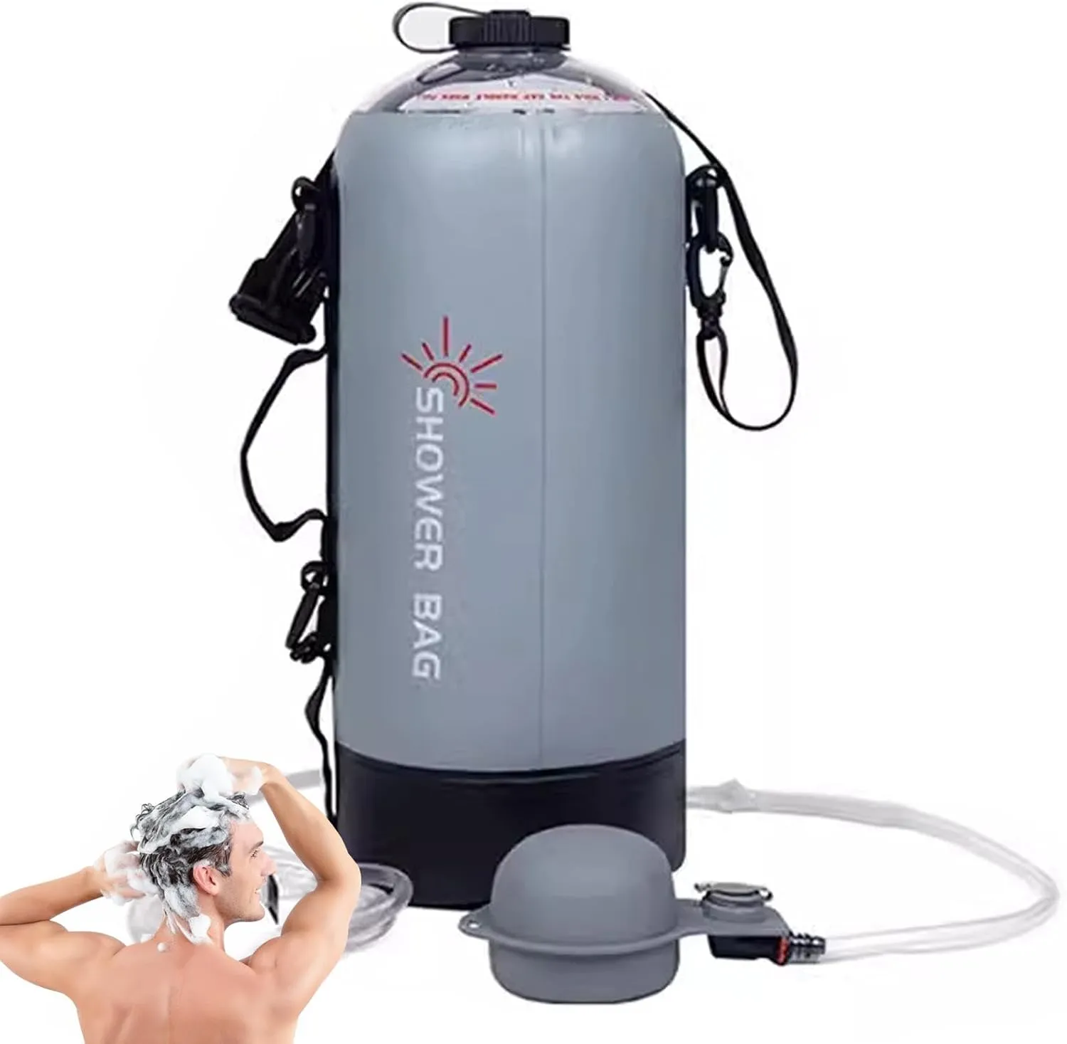 12l Large Capacity Camping Shower, Portable Solar Shower Bag, PVC Shower Bag, Lightweight Travel Shower Solution for Outdoor, Traveling Hiking Camping Shower, 50x20 cm, Weight: 1150 g