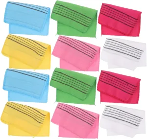 12pcs Exfoliating Sauna Towels Japanese Body Scrub Cloths for Deep Cleansing Portable Bathing Washcloths Bright Colors for Gym Spa and Shower Use