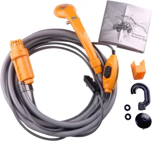 12V car Cigarette Lighter Portable Shower Electrical Pump for Outdoor Camping Car Washing Dog Cleaning Yellow