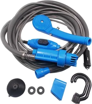 12V Portable Shower for Camping, Outdoor Shower Set with Electric Water Pump, 5m Cable, Pet Washing, Travel & Car Use(B)
