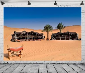 12x10ft Fabric Desert Tent Camp Backdrop Arabia Desert Mountain Landscape Photography Background for Kids Adults Birthday Party Supplies Baby Shower Portrait Photo Studio Props