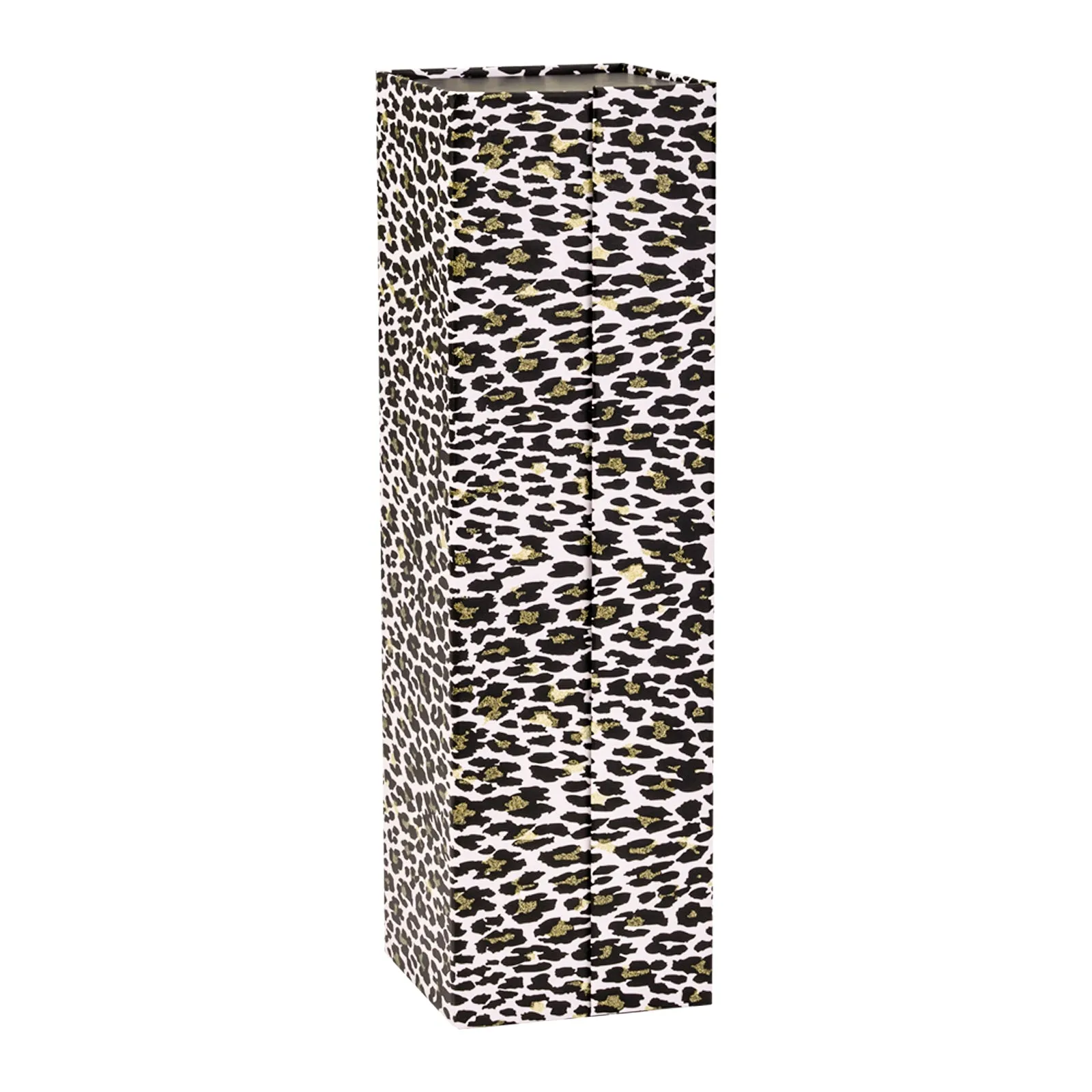 13" x 3.7" x 3.7" Collapsable Gift Box & Magnetic Square Flap Lid | Glitter Leopard