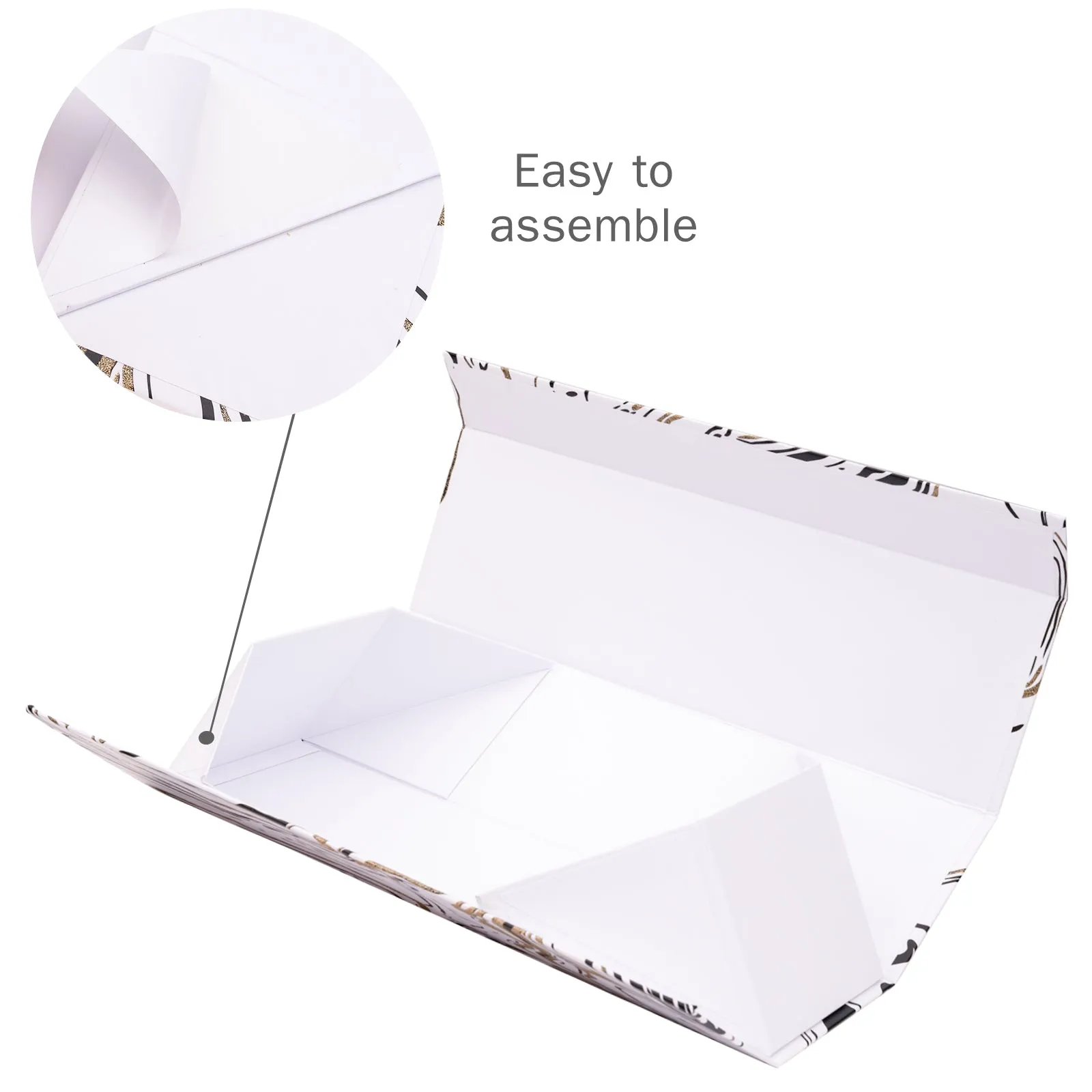 13" x 3.7" x 3.7" Collapsable Gift Box & Magnetic Square Flap Lid | Glitter Marble