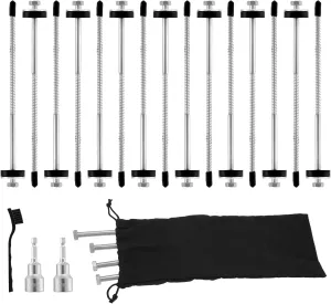 15 Pcs 12" | Hex Pegs Drillable Tent Stakes, Heavy Duty Hex Drillable Threaded Tent Pegs for Ultimate Stability, for Camping, Travel, Grassland, Canopies,Awnings & Garden, with Hex Tool & Storage Bag