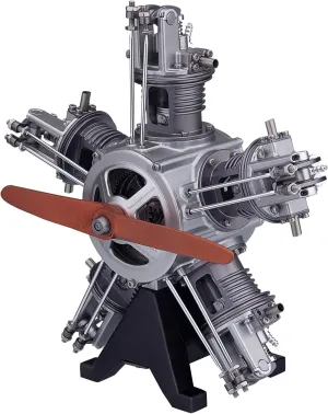 1:6 Five-Cylinder Radial Aircraft Engine, Simulation Electric Model, Metal Machinery DIY Assembly Kit, Science Education Educational Toys Gift Ornaments（230 pcs/Set ）, 19.9 x 19.9 x11.4cm