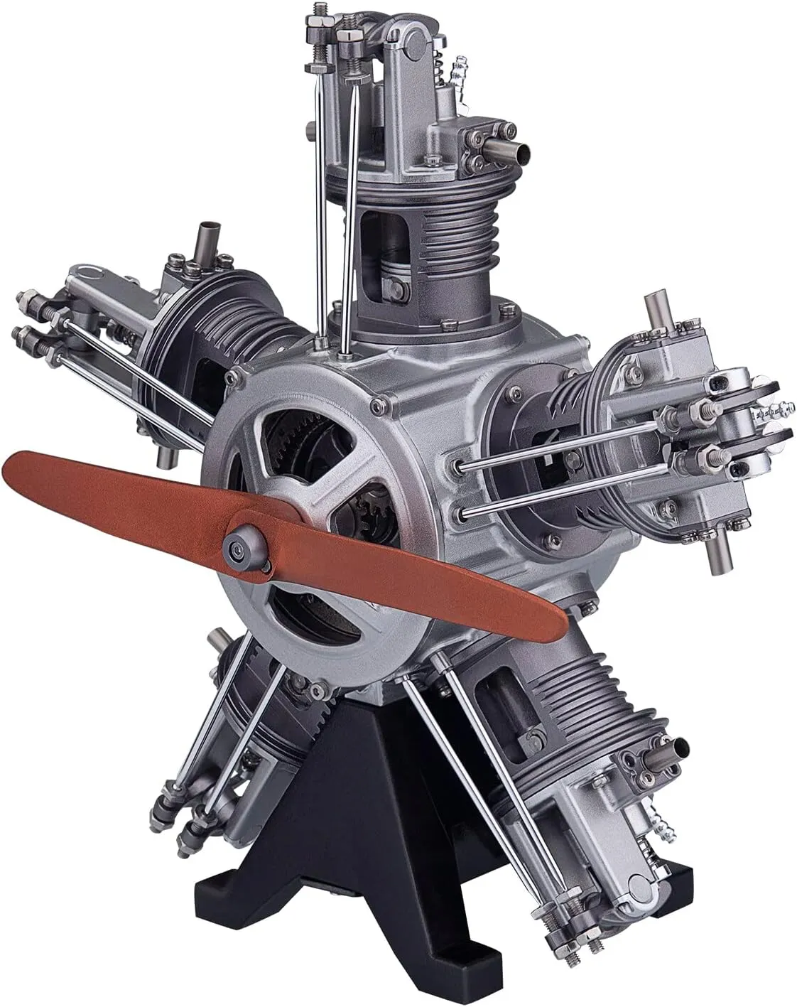 1:6 Five-Cylinder Radial Aircraft Engine, Simulation Electric Model, Metal Machinery DIY Assembly Kit, Science Education Educational Toys Gift Ornaments（230 pcs/Set ）, 19.9 x 19.9 x11.4cm