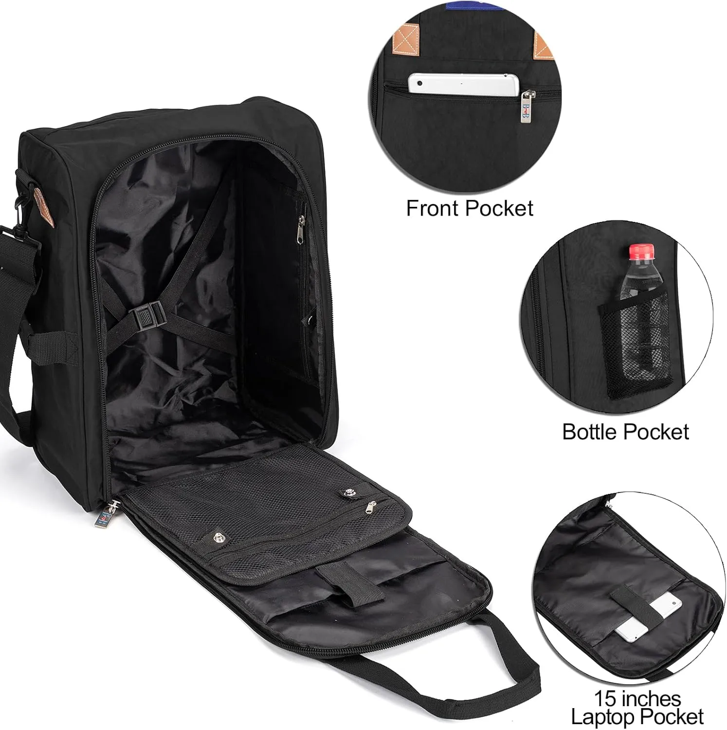 17X13X8 Inches JetBlus Airlines Personal Item Under Seat Duffel bag Suitable for Major Airlines including Spirit, Jetblue, Frontier, and American - Duffel Bag Design (Black)