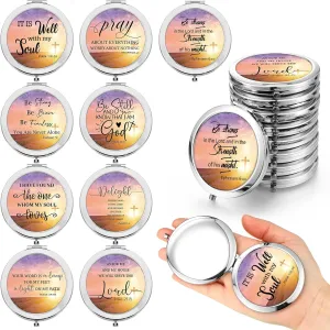 18 Pcs Church Gifts Christian Compact Mirrors for Women Makeup Compact Mirrors Bulk with Christian Bible Verse Inspirational Religious Gift for Mother Women Friends