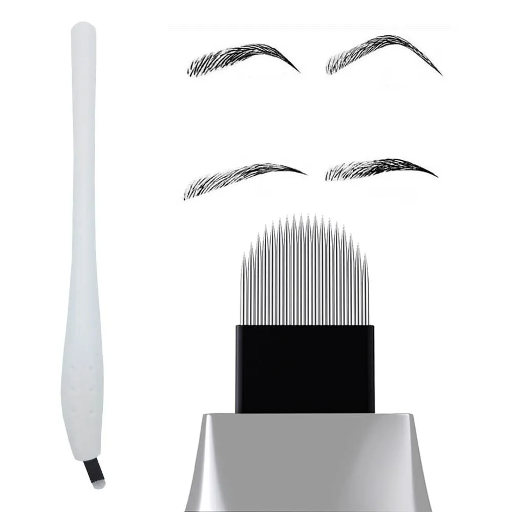 18U Microblading Disposable Pens Microblading Supplies 10 PCS Signature Microblading Needle Pen Microblading Kit Eyebrow Makeup Disposable Sterile Microblades