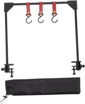 1Set Black Aluminum Alloy Outdoor Camping Desktop Hanger and Storage Rack Versatile Picnic Rack and Light Hanger for Efficient Outdoor Organization