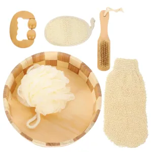 1set Exfoliating Body Scrubber Bath Balling Tool Kit Soft Gloves Foot File for Gentle Skin Cleansing for Home Hotel and Spa Use Easy Storage Design