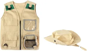 1Set Outdoor Explorer Kit Lightweight Vest and Hat Set for Adventure Camping Fishing and Exploration Activities