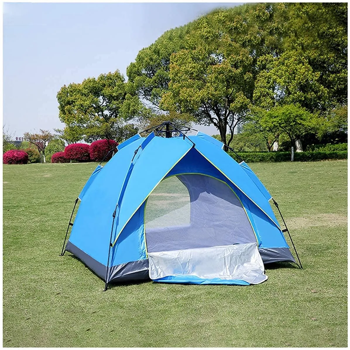 2-4 Person Camping Tent,with Moisture-Proof pad and Hammock Waterproof & Windproof Tent for Outdoor,Hiking,Glamping,Mountaineering and Travel (Dark Green Width 2m) (Orange Width 1.5m)
