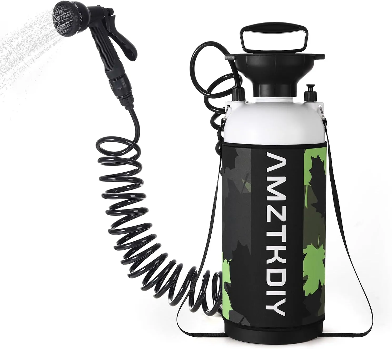 2 Gallon Camping Shower Tank for Hot & Cold Water, with 8 Modes Spray Head, High-Pressure Sprayer Portable Shower for Camping, Beach, RV, Gardening, Dog Bath(Lightweight, Easy Fill & Carry)