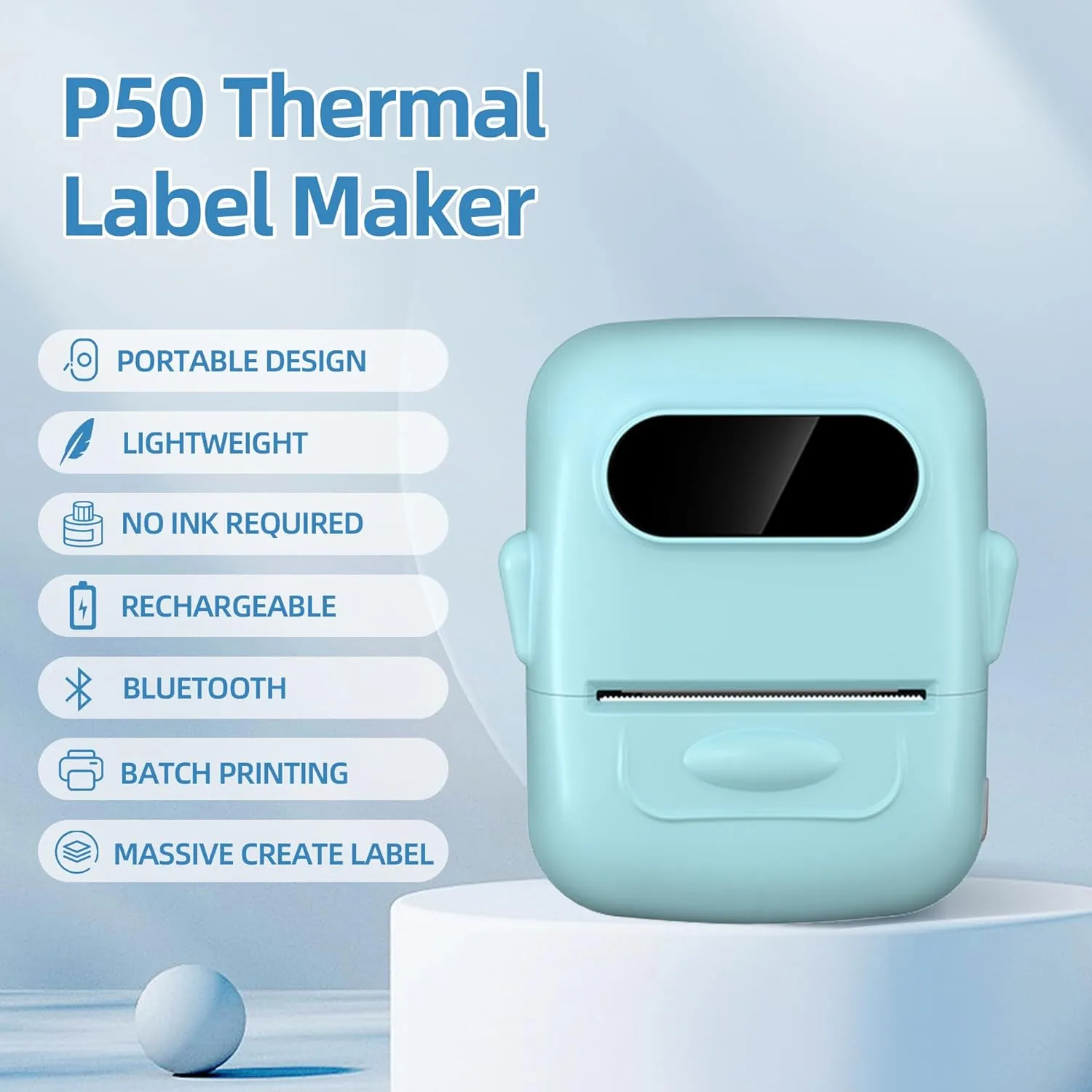 2 Inch Bluetooth Label Maker With Tape - Barcode and Thermal Printer for Clothing, Home Storage, Retail Business