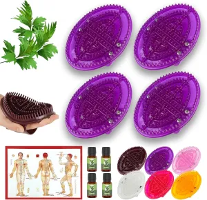 2 Pairs Meridian Brush Massage Body Brush, 2025 New Beauty Salon Professional Custom Meridian Brushs, Full Body Relaxation Comb for Circulation, Portable Handheld Shower Brushs Set (Purple)