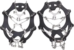 2 Pcs Outdoor 12 Tooth Mountaineering Crampons Stainless Steel Crampons Snow Anti Slip Shoe Covers Black