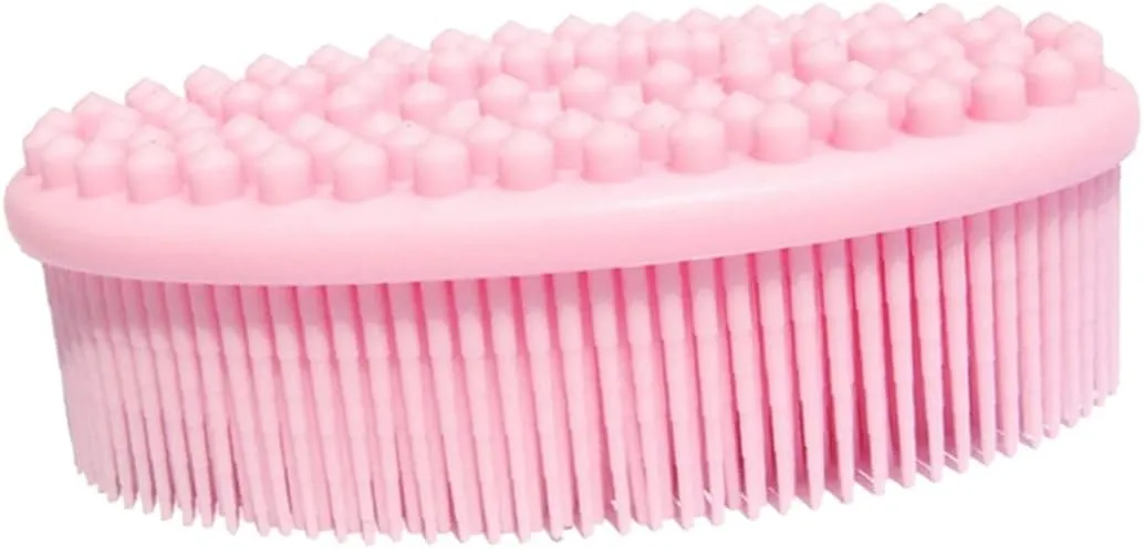 2 Pcs Silicone Bathing Massage Brush Quick Dry Shower Scrubbers for Adults Portable Cleansing Tools for Home Travel Pink