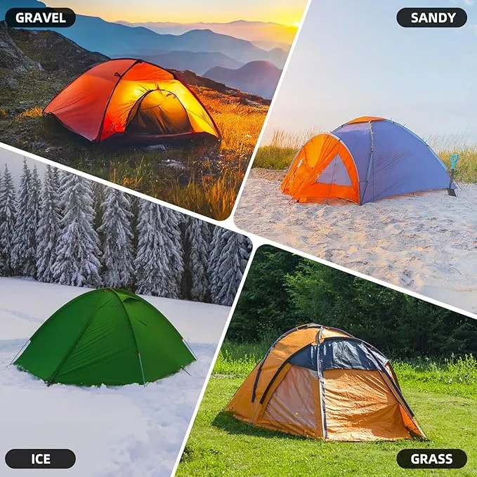 20 Pack Tent Stakes Heavy Duty 8 Inch Ground Anchor Screw Camping Stakes with Luminous Head Metal Threaded Tent Pegs, Includes Hex Head Driver and Storage Box