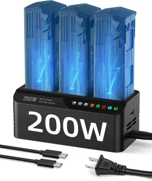 200W Mavic 3 Pro Battery Charging Hub, Mavic 3 Fast Charger for DJI Mavic 3/Pro/Classic/Cine/Pro Cine/Enterprise/Thermal Drone, Controller, Hub/Car Charger (3.5X Fast, Charge 3 Batteries: 1hr)