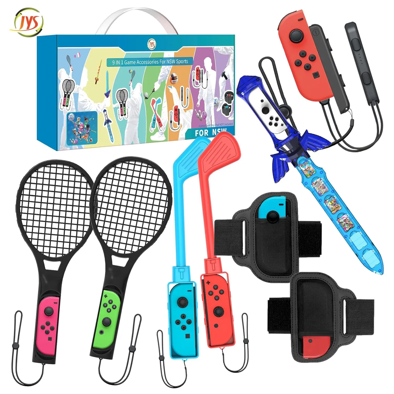 2023 Switch Sports Accessories Bundle - Uxilep Family Accessories Kit for Nintendo Switch Sports Games : Mario Golf Super Rush,Soccer Leg Straps,Sword and Mario Tennis aces