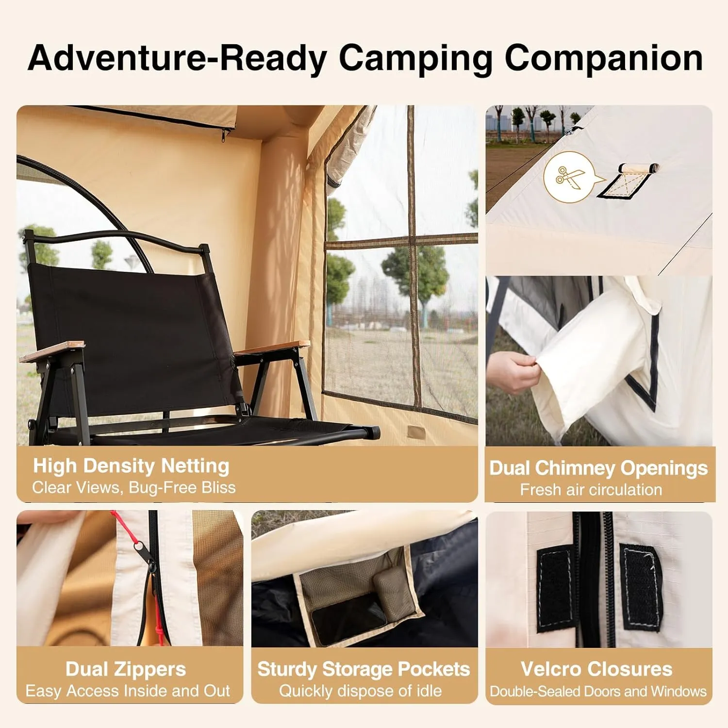 2025 Upgraded 100% Waterproof Inflatable Camping Tent, Large Blow-Up Air Tent, No Assembly Needed Luxury Glamping House, Oxford Fabric