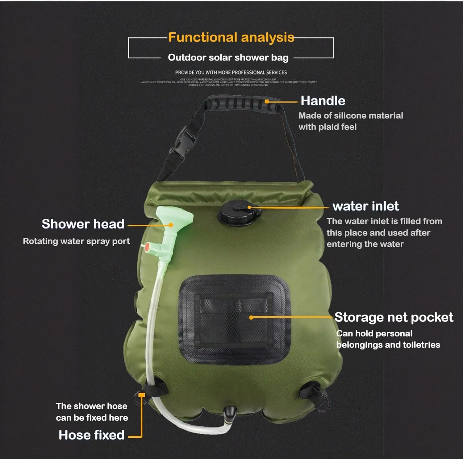 20L Outdoor Solar Shower Bag - Portable Camping Shower for Hiking, Beach, and Fishing