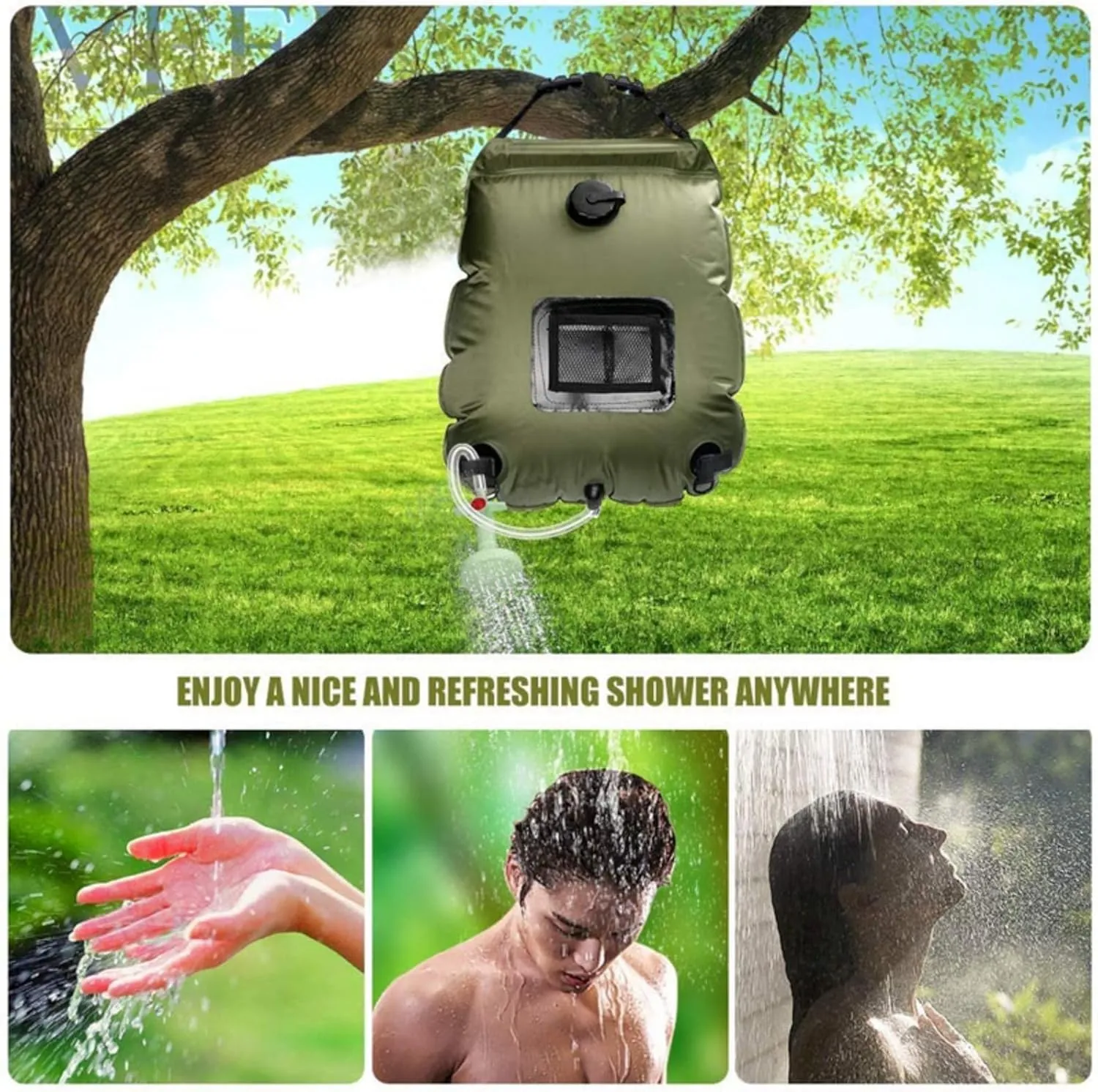 20L Outdoor Solar Shower Bag - Portable Camping Shower for Hiking, Beach, and Fishing
