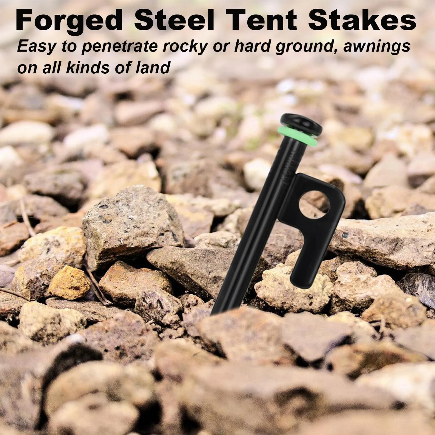 20Pcs Tent Stakes, 12in/16in Heavy Duty Tent Stakes, 0.35" Dia. Forged Steel Stakes Heavy Duty for Tent Used on Rocks, Snowfield(20Pcs 12in Stakes)