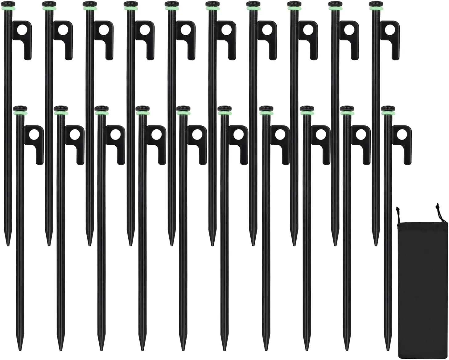 20Pcs Tent Stakes, 12in/16in Heavy Duty Tent Stakes, 0.35" Dia. Forged Steel Stakes Heavy Duty for Tent Used on Rocks, Snowfield(20Pcs 12in Stakes)