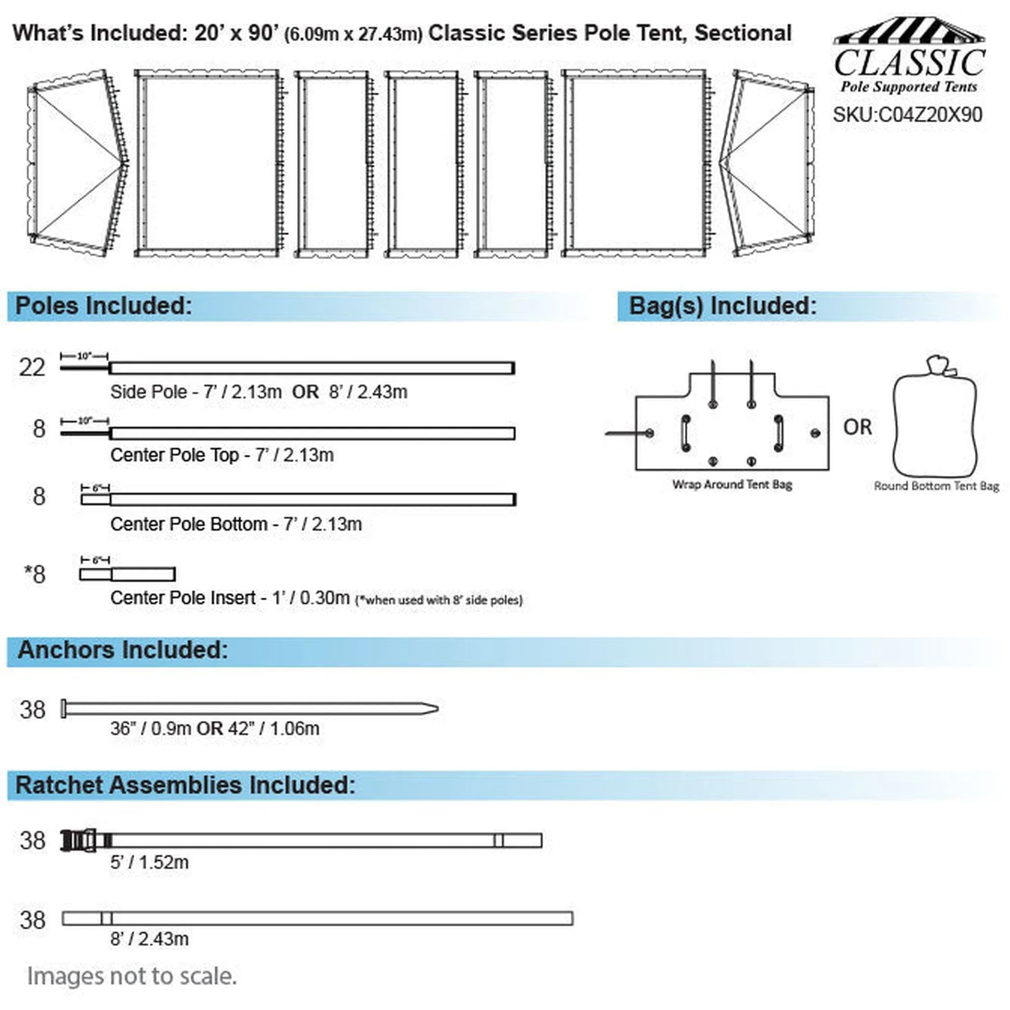 20x90 Classic Series Pole Tent